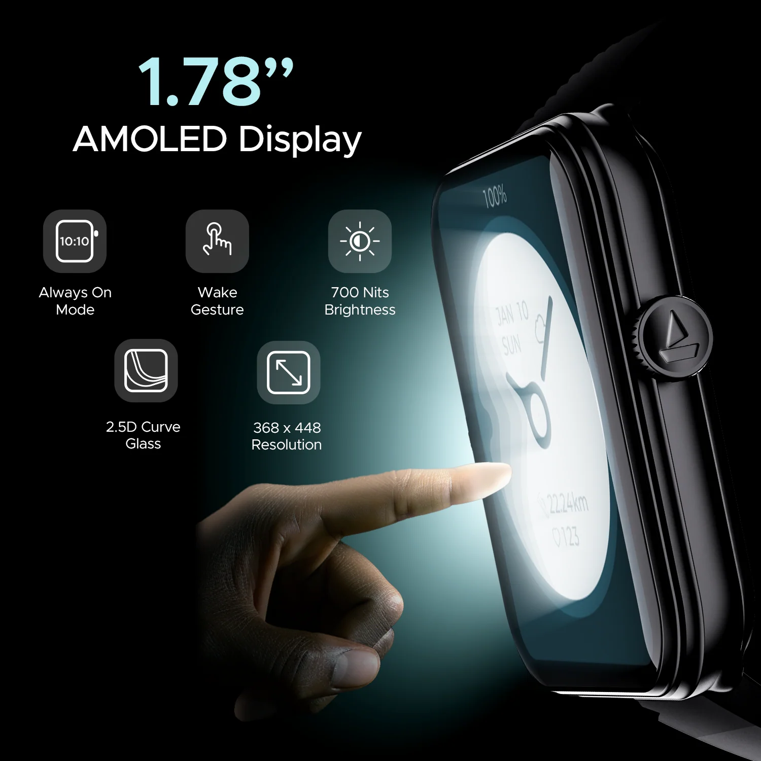 boAt Storm Plus | Smartwatch with 1.78" (4.52cm) AMOLED Display, BT Calling, 100+ Sports Modes, SpO2 monitoring - Image 30
