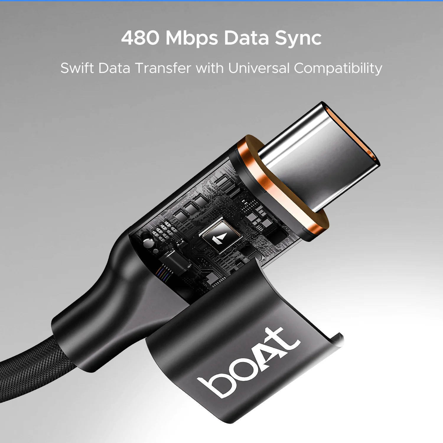 boAt Type C C800 Magna Cable | Charging Cable with 3A Fast Charging, Tangle-free Cable, 480 Mbps Data Sync, 10,000+ Bends Lifespan - Image 5