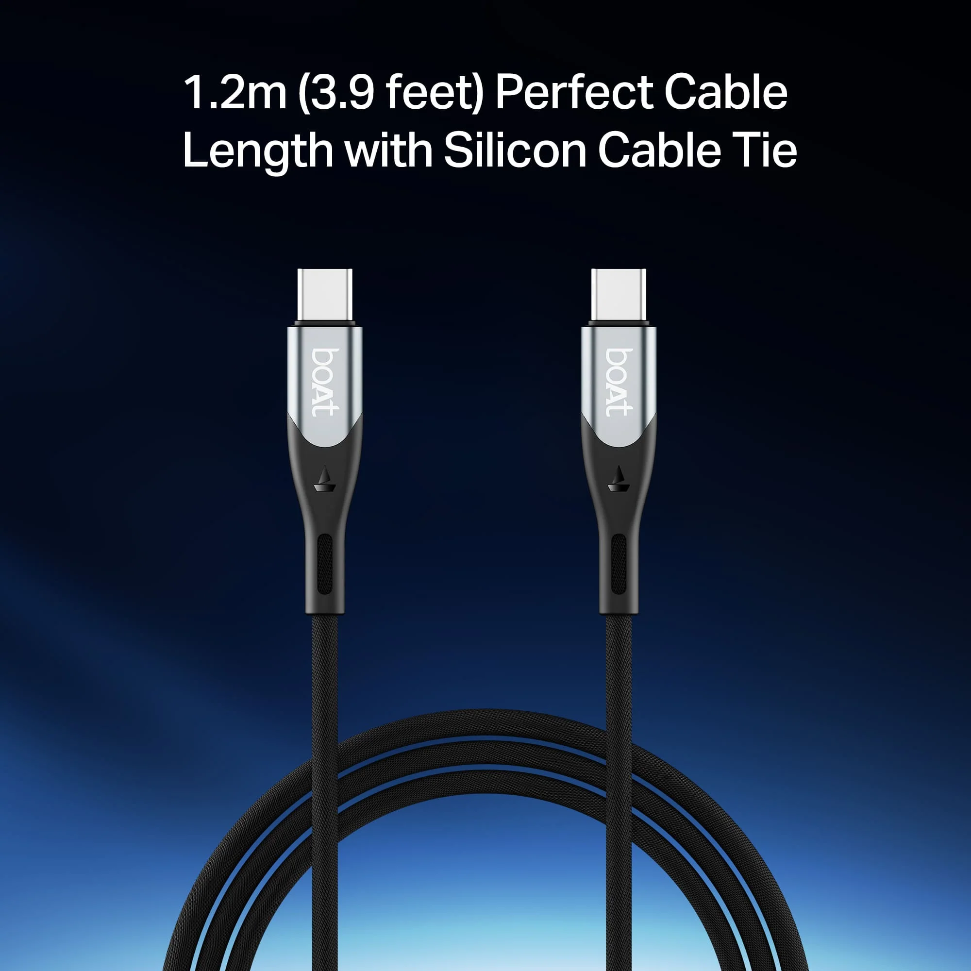 boAt Type C to C 100W Cable | Fast Charging Cable with 100W Output, 480 Mbps Data Sync & Nylon Braided Skin - Image 2