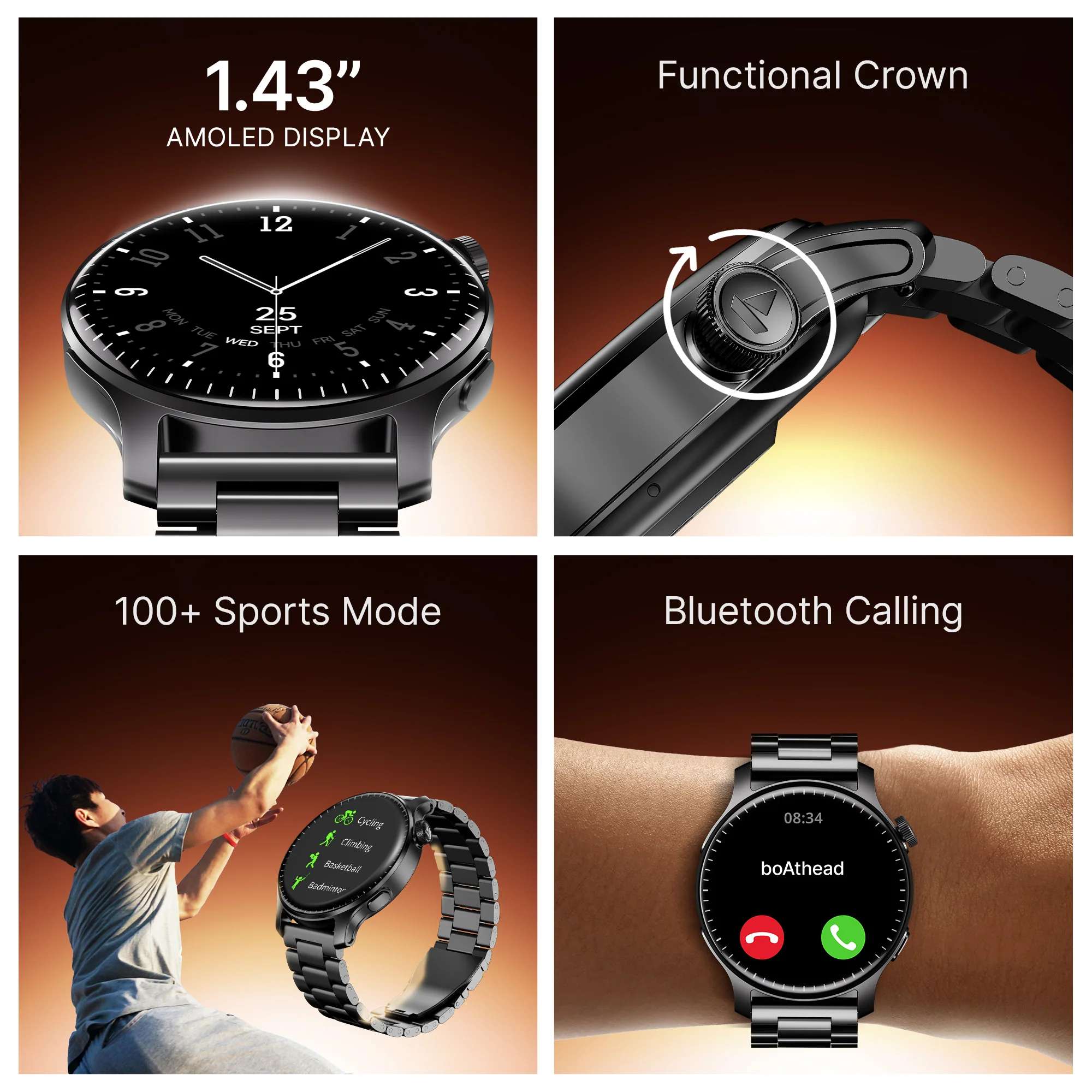 boAt Ultima Prime | Smartwatch with 1.43" AMOLED Display, Cloud Watch Faces, Emergency SOS, BT Calling, Functional Crown - Image 27