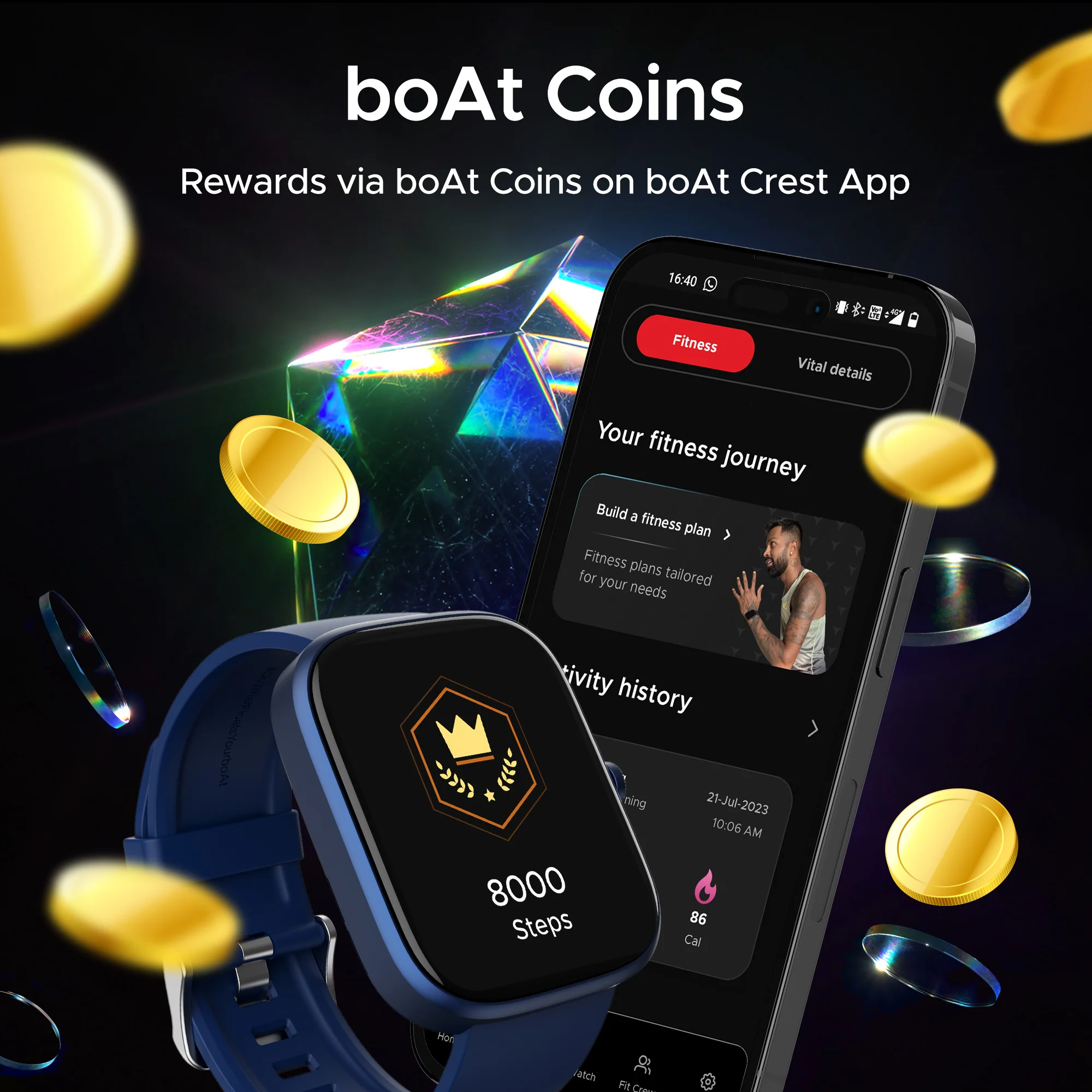 boAt Ultima Prism | Smartwatch with 1.96" (4.97cm) AMOLED Display, BT Calling, 700+ active modes, Watch Face Studio - Image 13