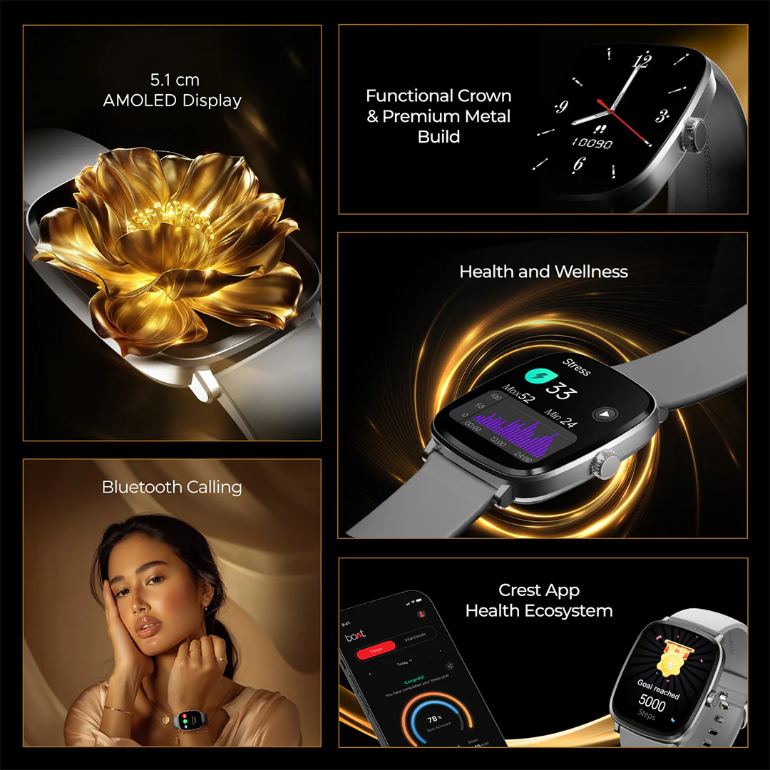 boAt Ultima Regal | Smartwatch with 2.01" Amoled Display, BT Calling, boAt Crest App, Multiple Sports Modes - Image 33