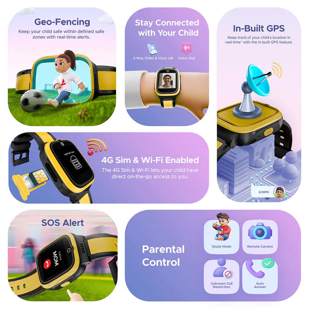 boAt Wanderer Smart | Premium Kids Smartwatch with 4G SIM and Wi-Fi Enabled, In-Built GPS, SOS Alerts, Geo Fencing - Image 12