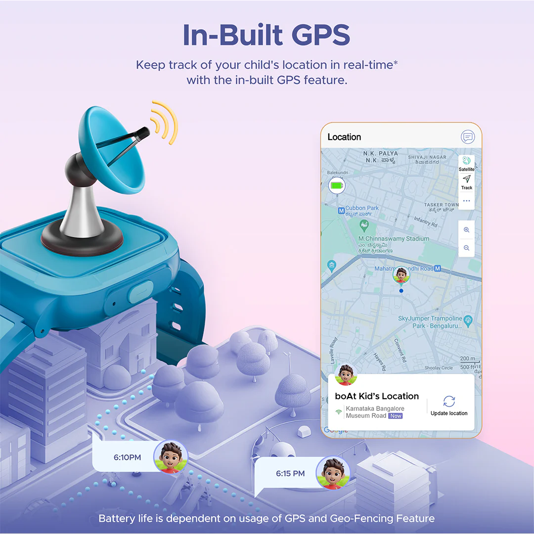 boAt Wanderer Smart | Premium Kids Smartwatch with 4G SIM and Wi-Fi Enabled, In-Built GPS, SOS Alerts, Geo Fencing - Image 14