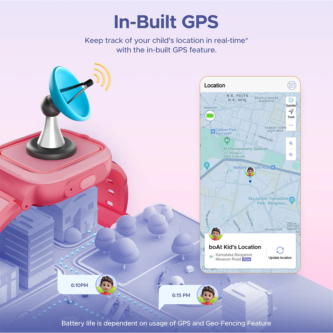 boAt Wanderer Smart | Premium Kids Smartwatch with 4G SIM and Wi-Fi Enabled, In-Built GPS, SOS Alerts, Geo Fencing - Image 24