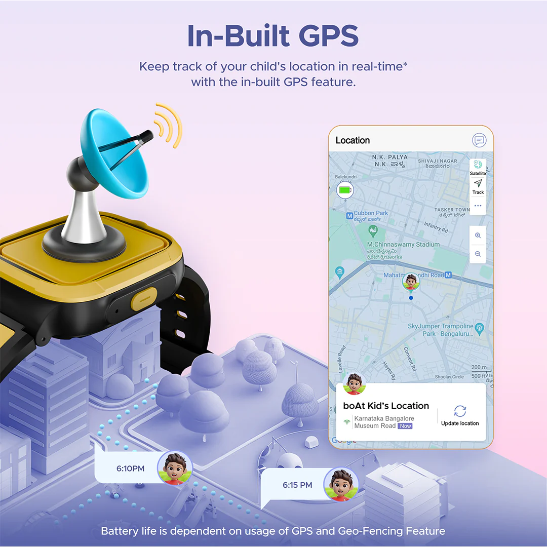 boAt Wanderer Smart | Premium Kids Smartwatch with 4G SIM and Wi-Fi Enabled, In-Built GPS, SOS Alerts, Geo Fencing - Image 4