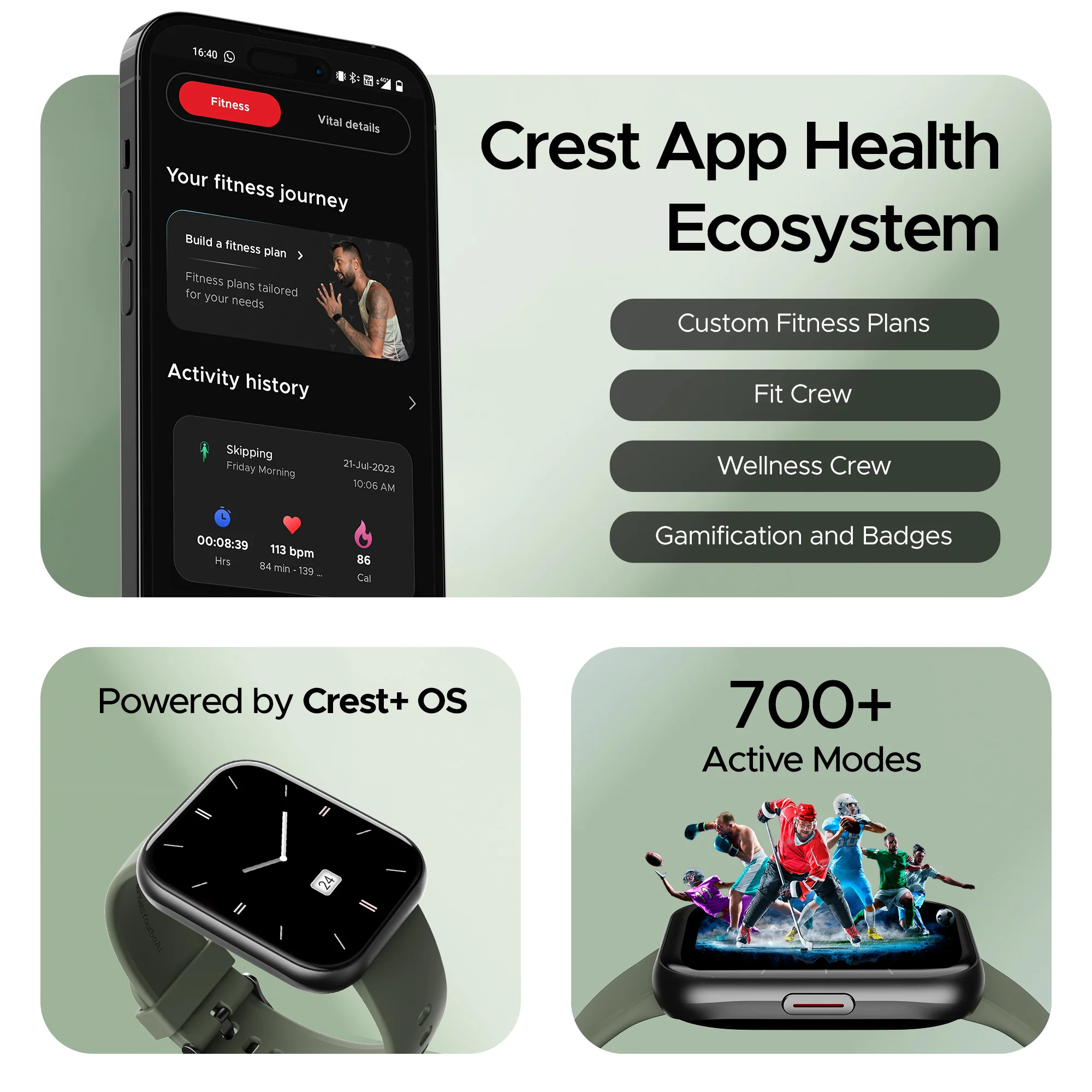 boAt Wave Active | Smart Watch with 1.96" (4.97 cm) HD Display, 700+ Active Modes, Crest App Health Ecosystem - Image 8