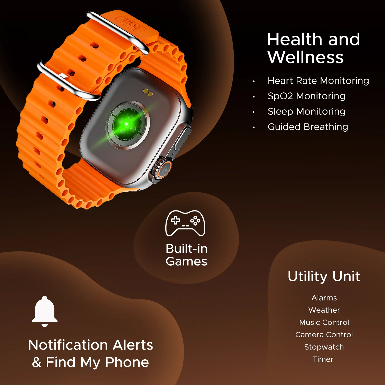 boAt Wave Aura | Smartwatch with 1.96" HD Display, 100+ Sports Modes, Functional Crown, Advanced BT Calling - Image 8