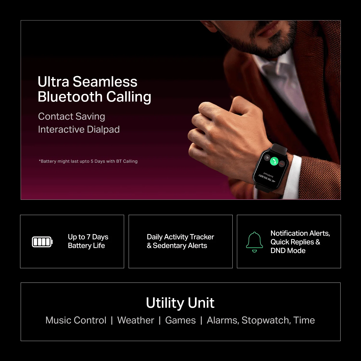 boAt Wave Fortune | NFC Tap & Pay Smartwatch 1.96" HD Display, 100+ Sports Modes & Custom Watch Faces - Image 7