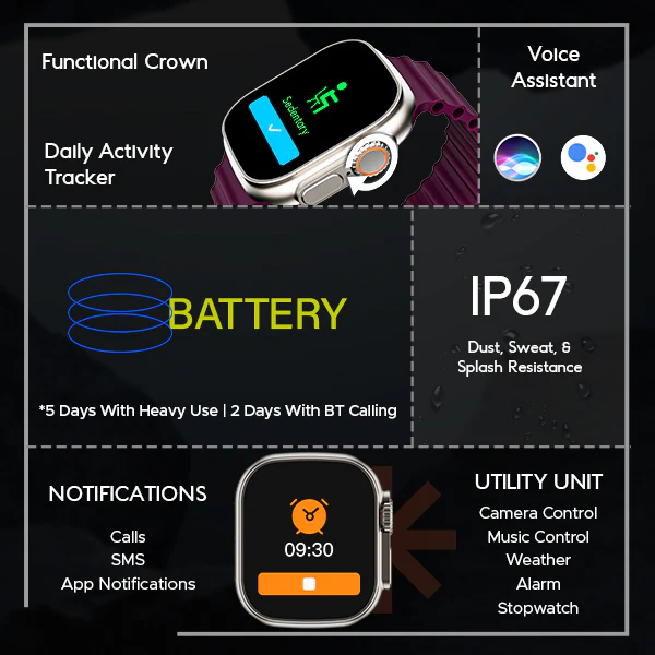 boAt Wave Genesis | Smartwatch with 1.96" (4.97cm) Big HD Display, BT Calling, Luxurious Metal Body, Functional Crown - Image 13