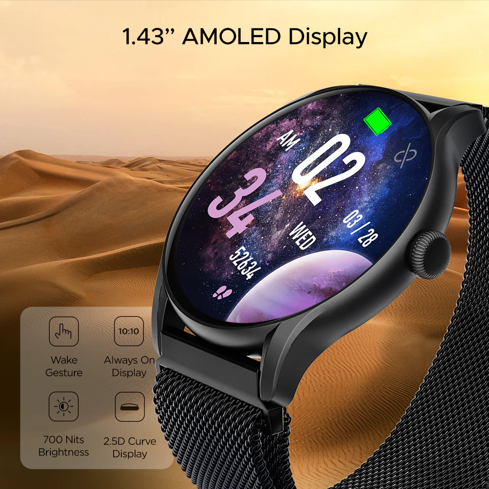 boAt Primia Ace | Smartwatch with 1.43" (3.63cm) Amoled Display, BT Calling, 100+ Sports Modes, Up to 10 Days Battery - Image 4