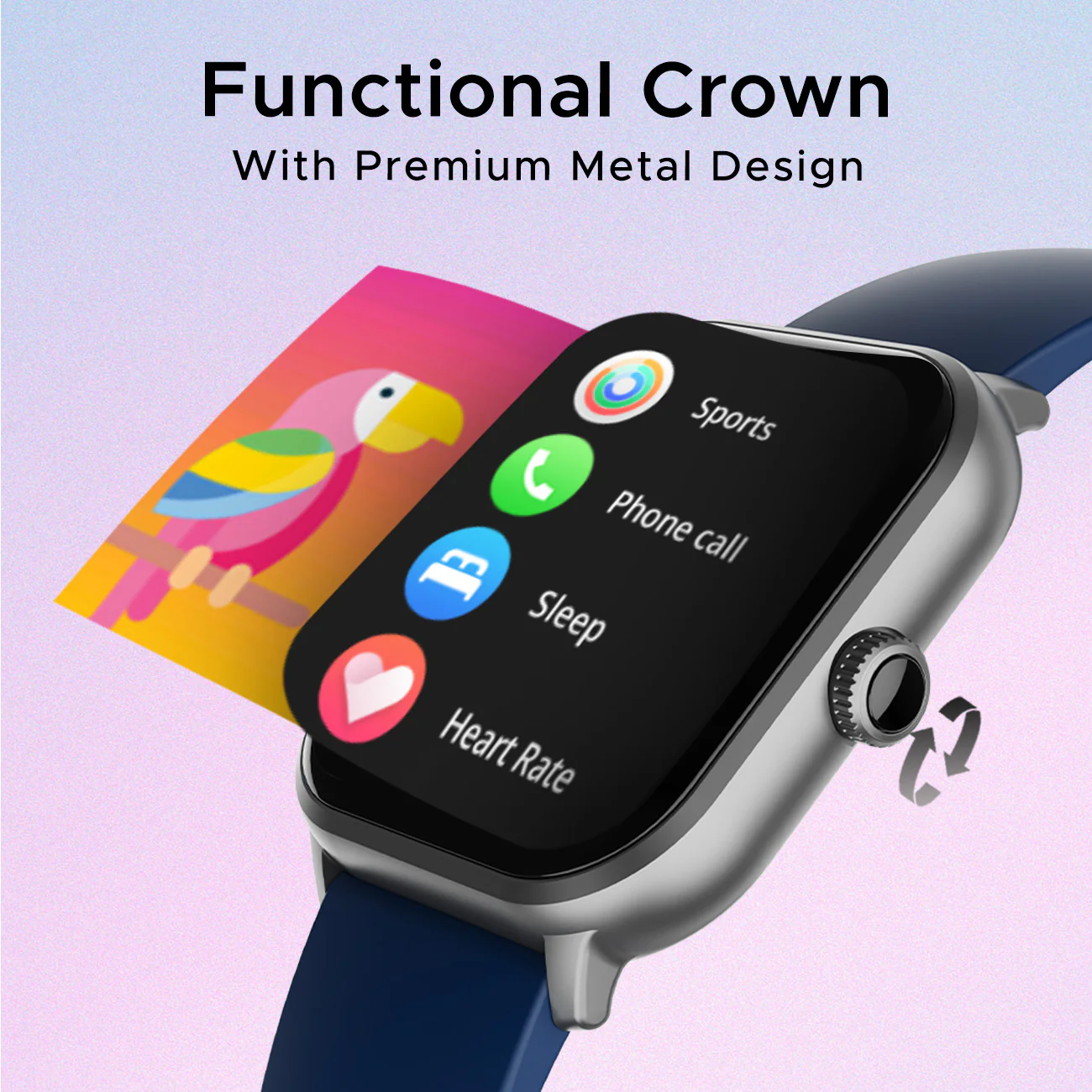 boAt Wave Spin Voice | Smartwatch with 1.85" HD Display, 100+ Sports Modes, Functional Crown, Built-in-games - Image 10