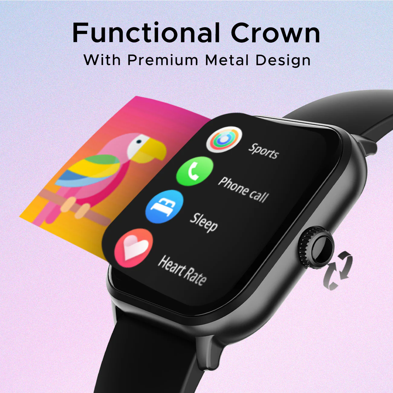 boAt Wave Spin Voice | Smartwatch with 1.85" HD Display, 100+ Sports Modes, Functional Crown, Built-in-games - Image 4