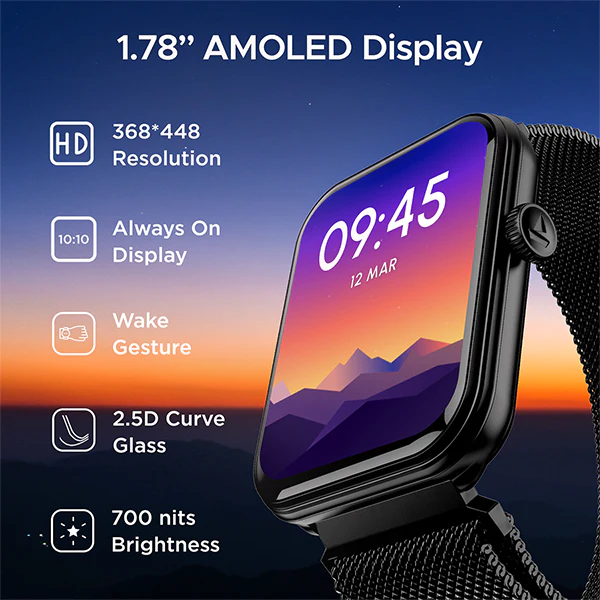 boAt Xtend Plus | Smartwatch with 700 Nits, 1.78" (4.52cm) AMOLED Display , BT Calling, 100+ Sports Modes, IP68 water Resistance - Image 23